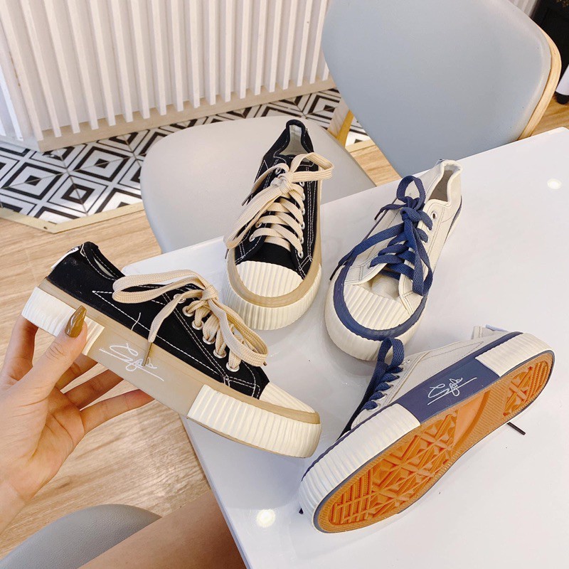 [Mã FAGREEN245 giảm 10% tối đa 30K đơn 99K] (Video thật) Giày thể thao nữ dáng cơ bản 2 màu siêu trend chữ ký Jinaj