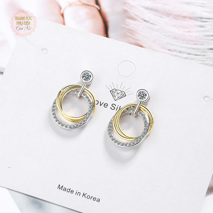 Bông tai nữ style Hàn, siêu xinh bạc ý S925 - HT234