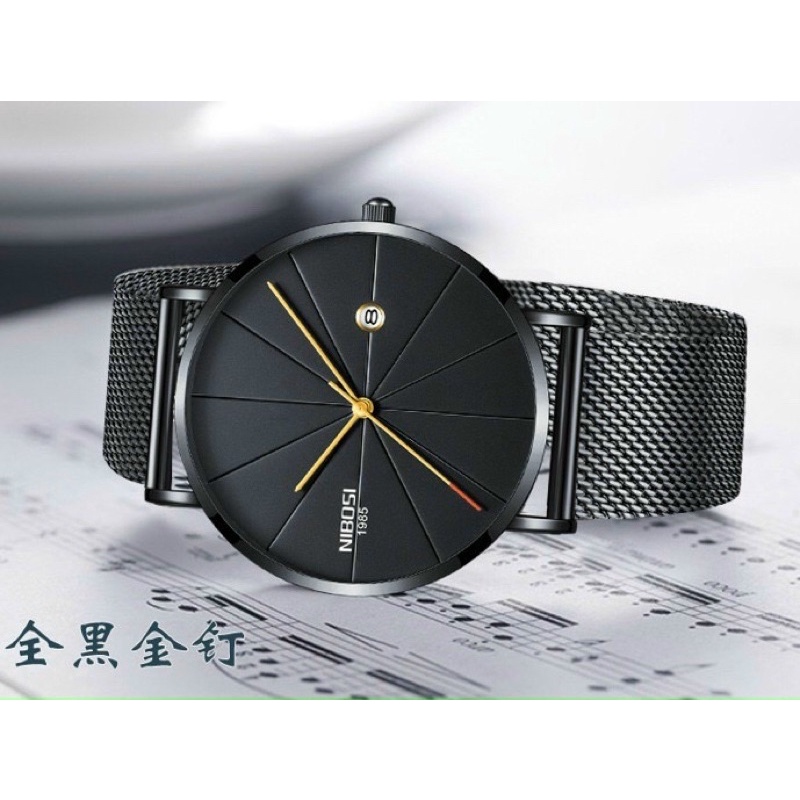 [BH 6 THÁNG] Đồng Hồ Nam Dây Lưới Thép Nibo001 Có Lịch Sang Trọng Bền Đẹp