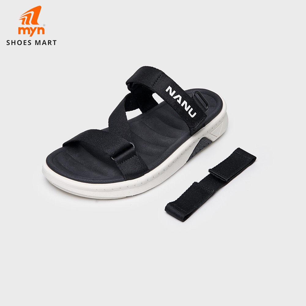 [Mã SKAMLTSM9 giảm 10% đơn 99K] Giày Sandal Unisex - Nanu 08 black white - tháo quai sau tiện dụng