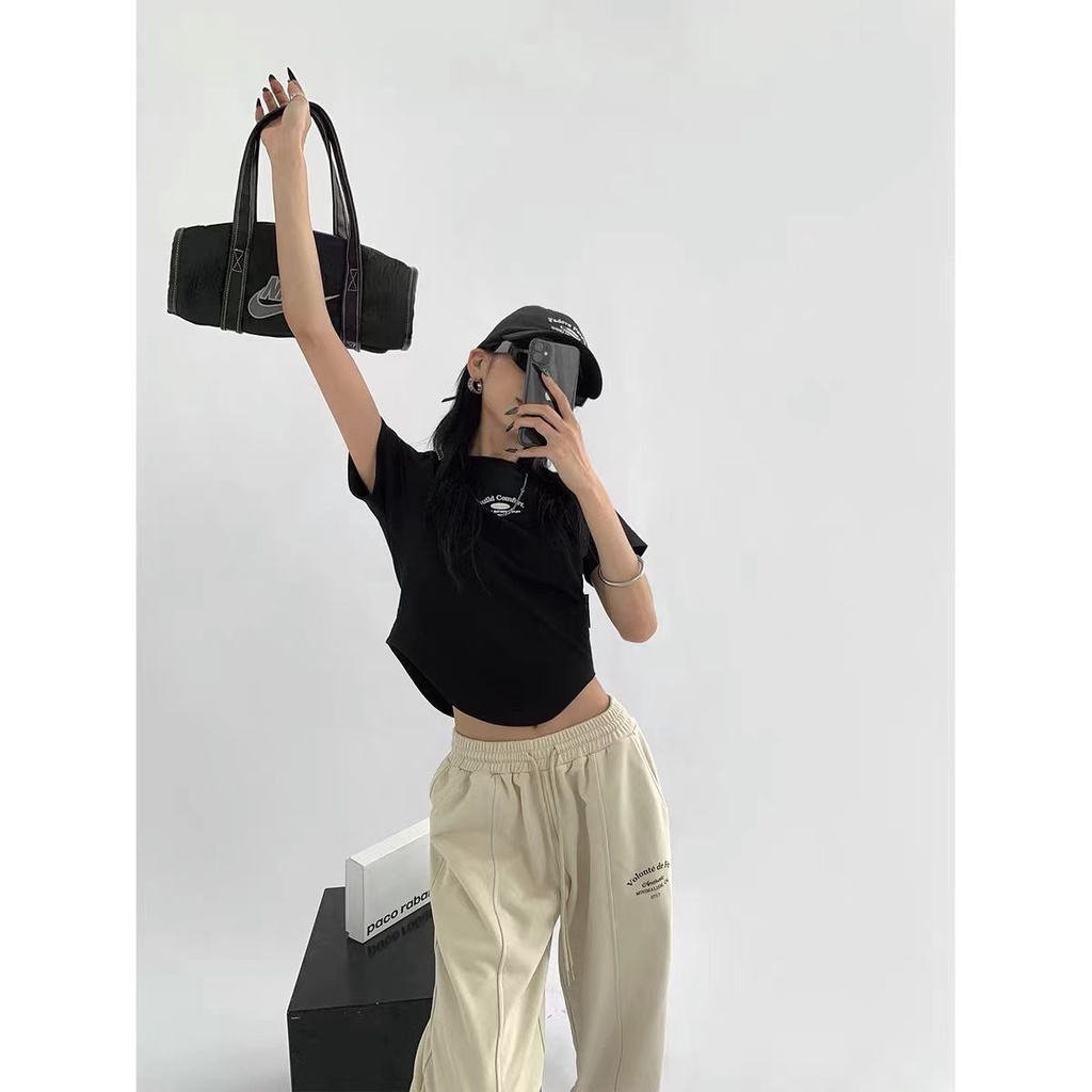 ♤✕┋Áo Thun 100% Cotton Nguyên Chất Thiết Kế Cong Thời Trang Mùa Hè 2022 Dành Cho Nữ