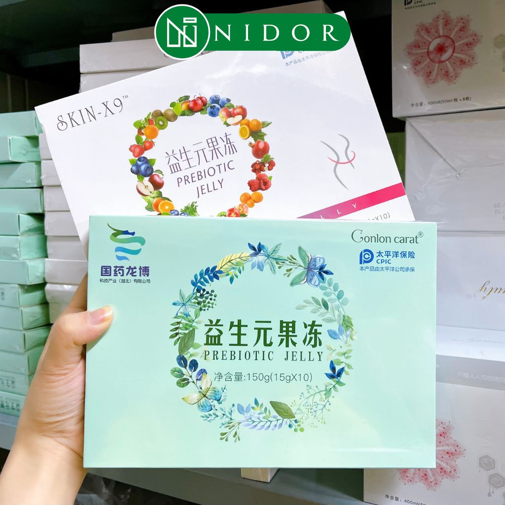 Combo Giá Sỉ 10 Hộp Thạch Giảm Cân, Thải Mỡ - PREBIOTIC JELLY - Thạch Xanh, Skin X9