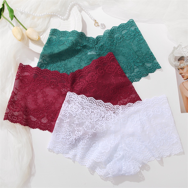 Cute Byte Bộ 3 Quần Lót Ren Hoa Lưng Thấp Quyến Rũ Dễ Thương Cho Nữ