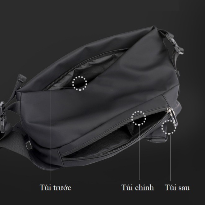 Túi đeo ngực nam thời trang HAOSHUAI - Túi đeo vai giản dị đa chức năng -  Túi đeo chéo chống thấm nước