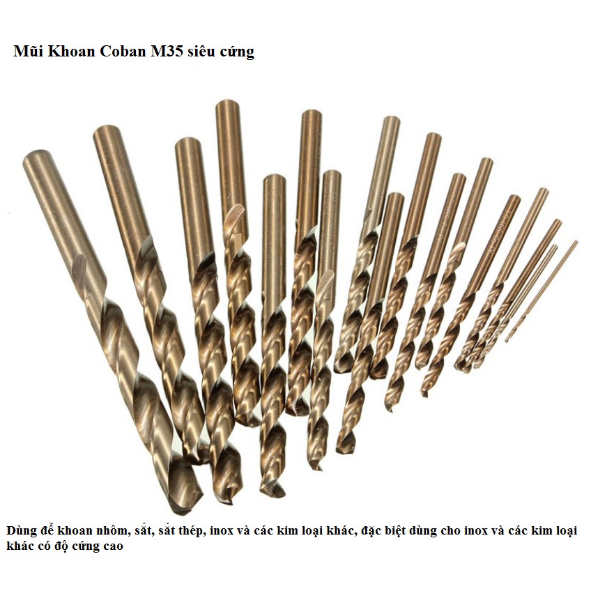 Mũi Khoan Coban M35 siêu cứng  -Bộ mũi khoan xoắn thép tốc độ cao 4-10mm