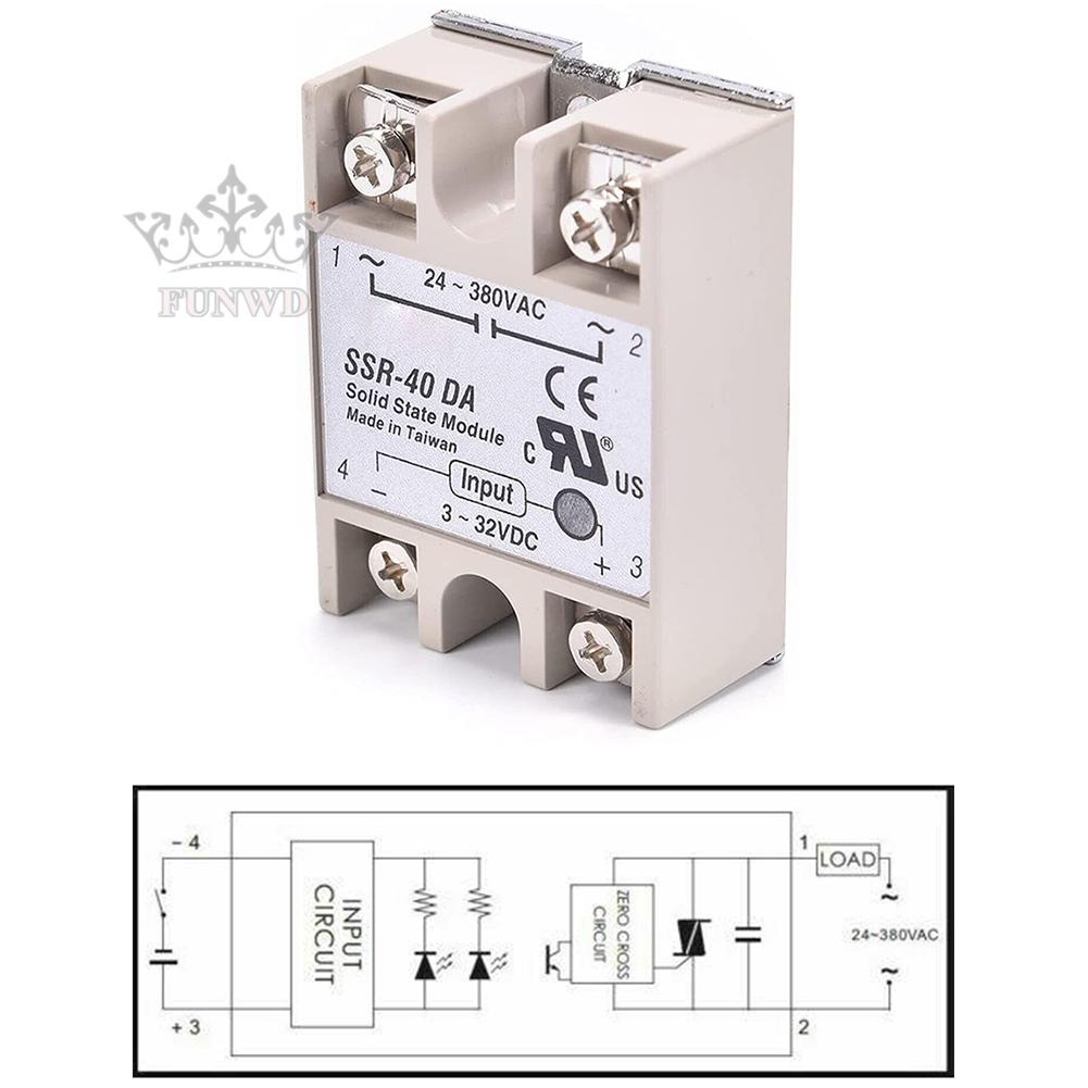 1 Mô Đun Rơ Le Trạng Thái Rắn SSR-25DA/SSR-40DA 40A 3-32V Từ DC Sang 24-380V AC