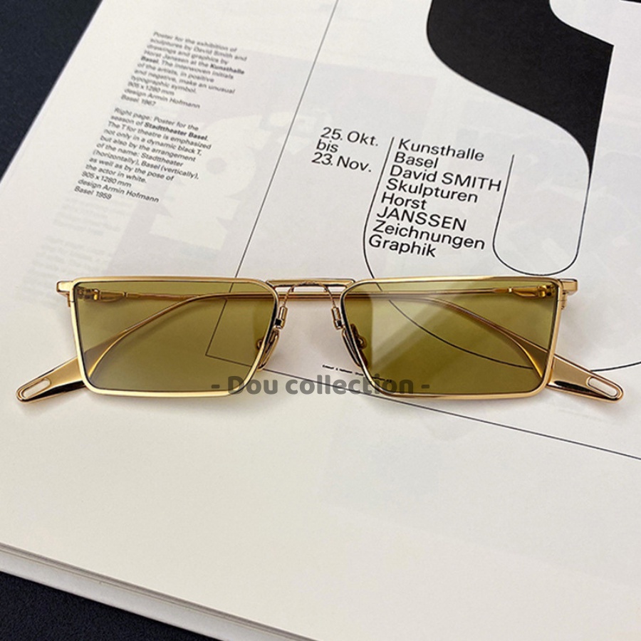 [Nowship2h] Kính Mát (Kính Râm) Cao Cấp Hình Chứ Nhật Retro Gọng Kim Loại Phong Cách Hàn Quốc - Carl Fitow - Mã MK029
