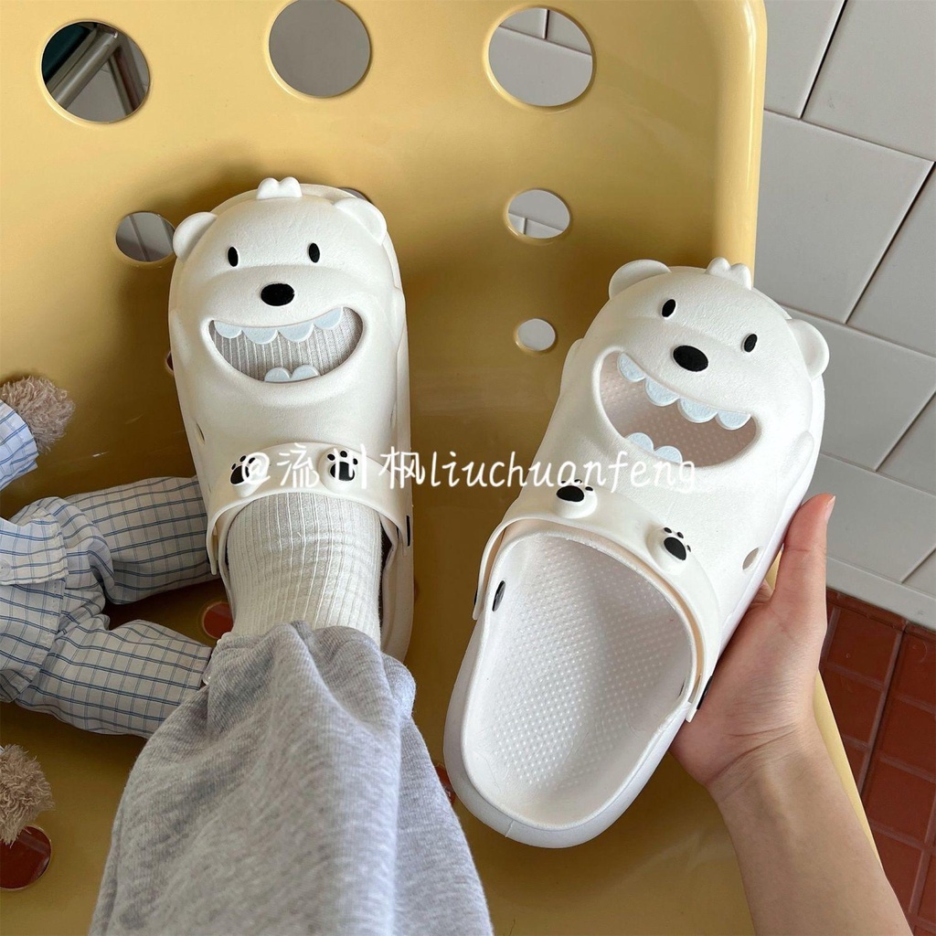 Dép Sandal Đục Lỗ Chống Trượt Hình Gấu Hoạt Hình Dễ Thương Thời Trang Mùa Hè Cho Nữ