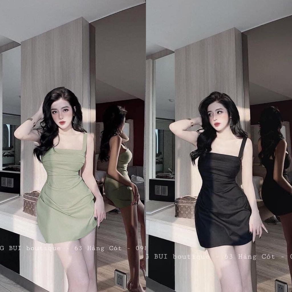 Váy 2 Dây Thiết Kế Dập Ly Trước Ngực, Đầm Hotgirl Dáng Ngắn Thời Trang Công Sở, Dạo Phố, Dự Tiệc,Hàng Cao Cấp
