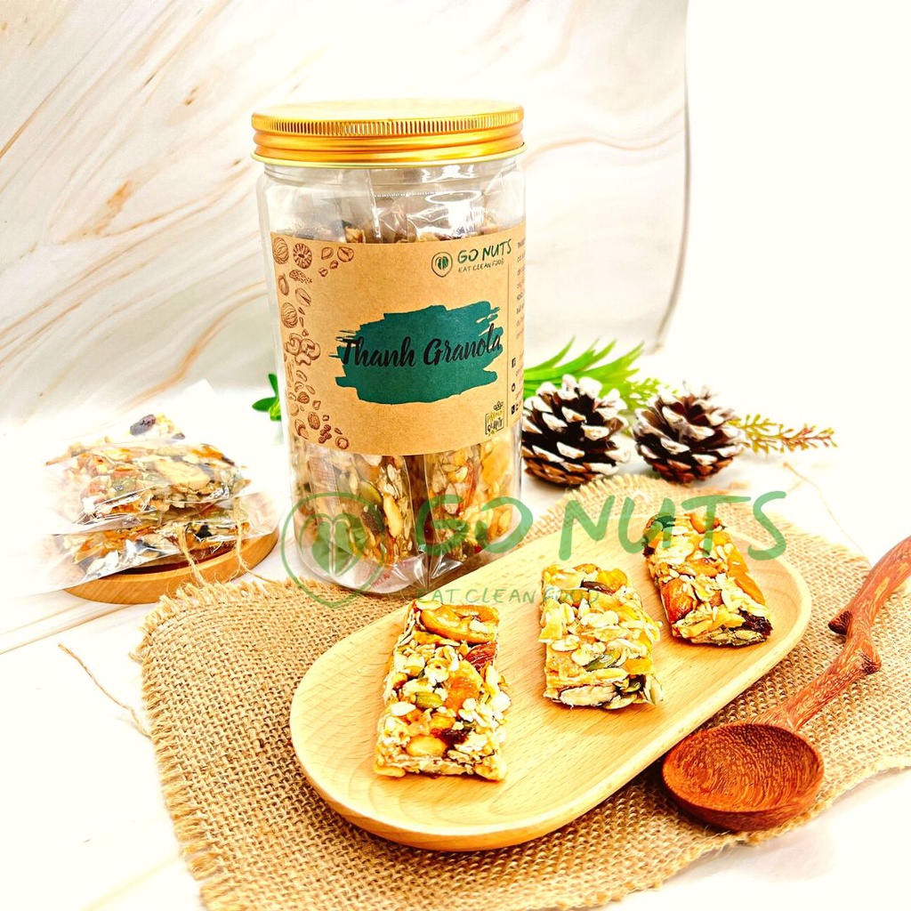 Thanh Granola GO NUTS Granola bar Thanh hạt dinh dưỡng mix Bánh ngũ cốc ăn kiêng hỗ trợ giảm cân bánh healthy thuần chay