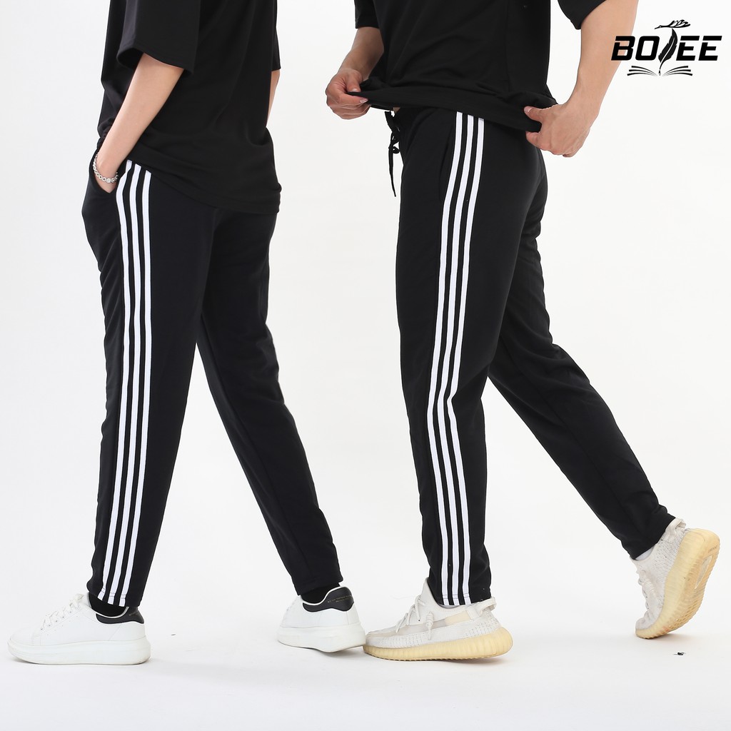 Quần dài thể thao 3 sọc BOTEE unisex nam nữ ống suông