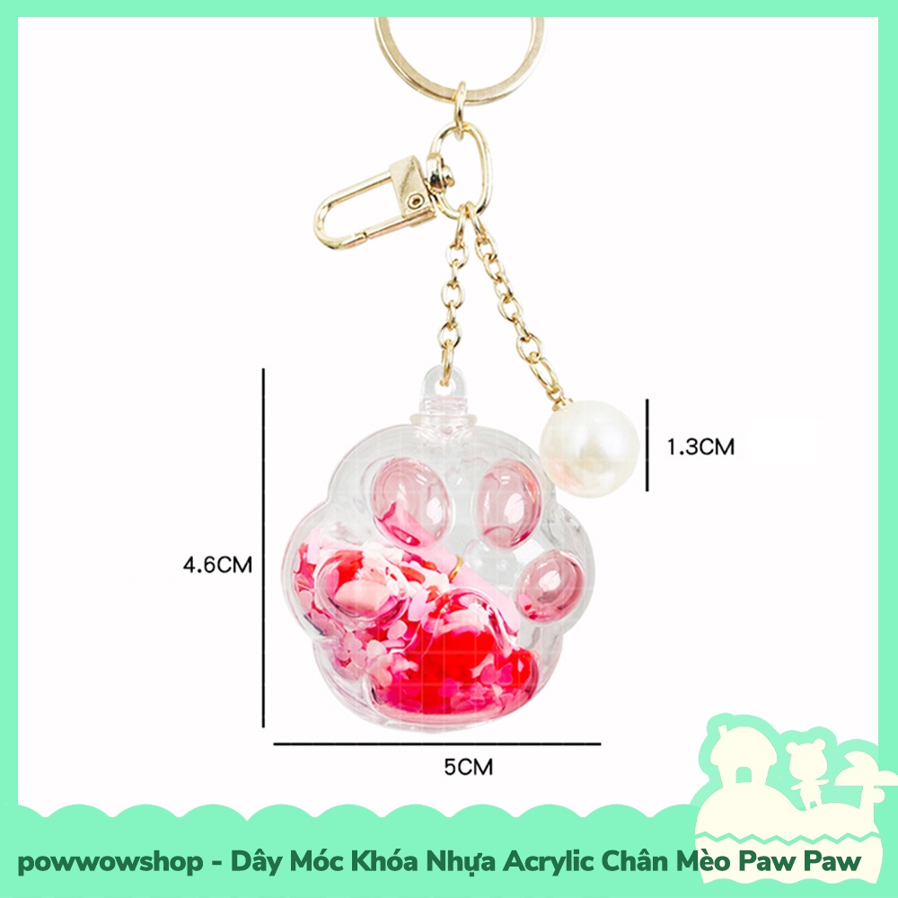 [Sẵn VN - Hỏa Tốc] Móc Khóa Nhựa Trong Suốt Crystal Acrylic Mẫu PawPaw Chân Mèo Crystal