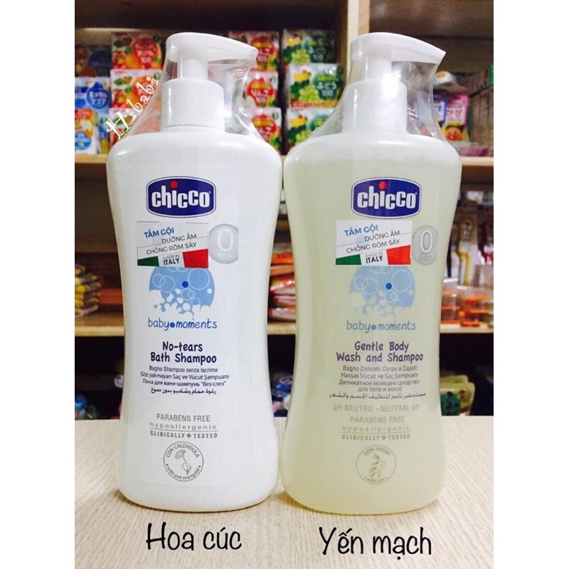 Sữa tắm gội chiết xuất Yến mạch/ hoa cuc0M+ Chicco 200ml/500ml (CHÍNH HÃNG) CHO BÉ