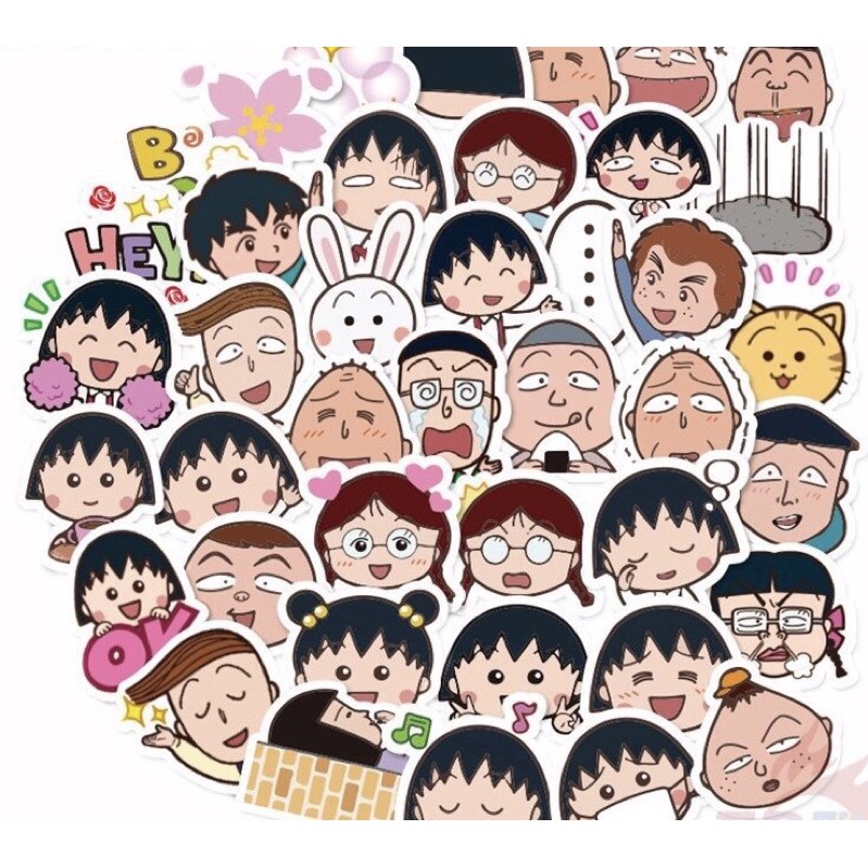 combo 30-60 sticker dán marruko ep lụa chống nước/ hình dán maruko