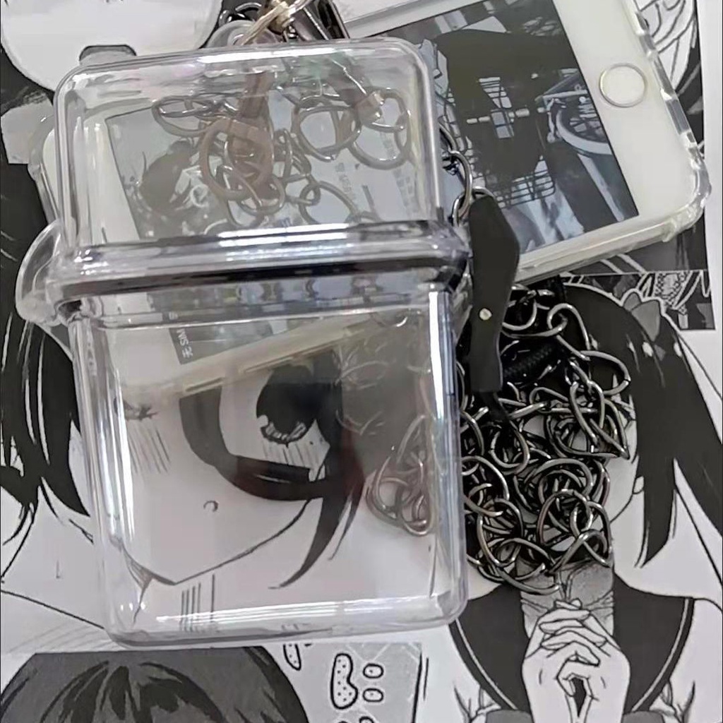 Plastic Transparent Bag Jewelry for Men and Women New Punk European and American Hip-hop Hard Shell Waterproof Earphone Jewelry Storage Bag DIY Personalized Fashion Messenger Bag