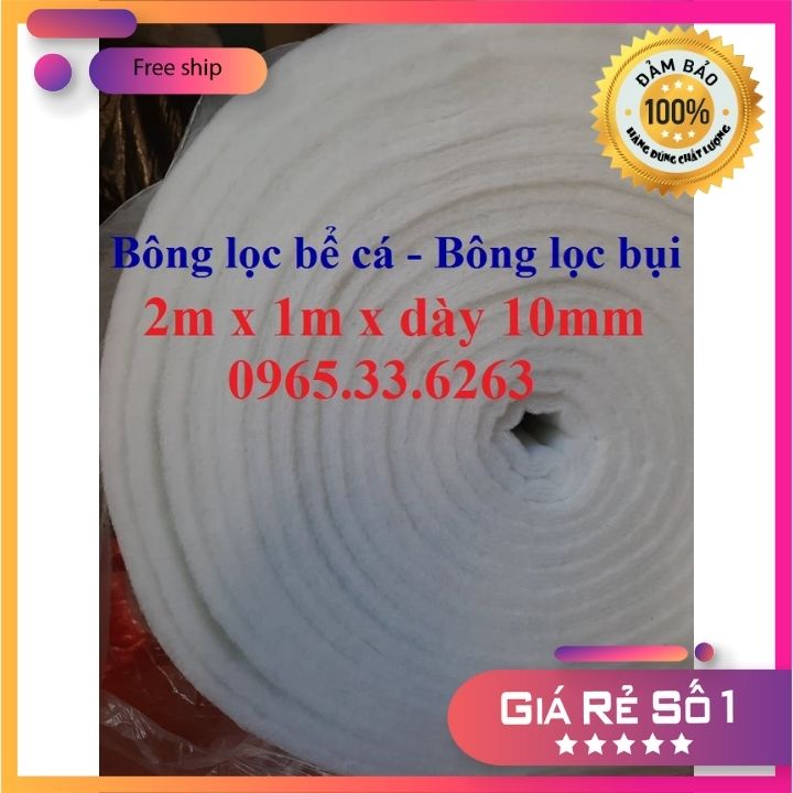 2 mét vuông bông lọc bể cá, bông lọc bụi, lọc khí dày 10mm. Bông lọc nước bể cá, hồ cá, bể thủy sinh