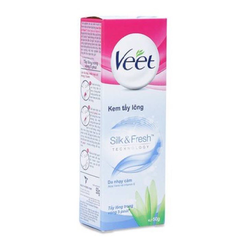 KEM TẨY LÔNG VEET SILK &amp; FRESH 50g DA NHẠY CẢM (Xuất xứ Pakistan)