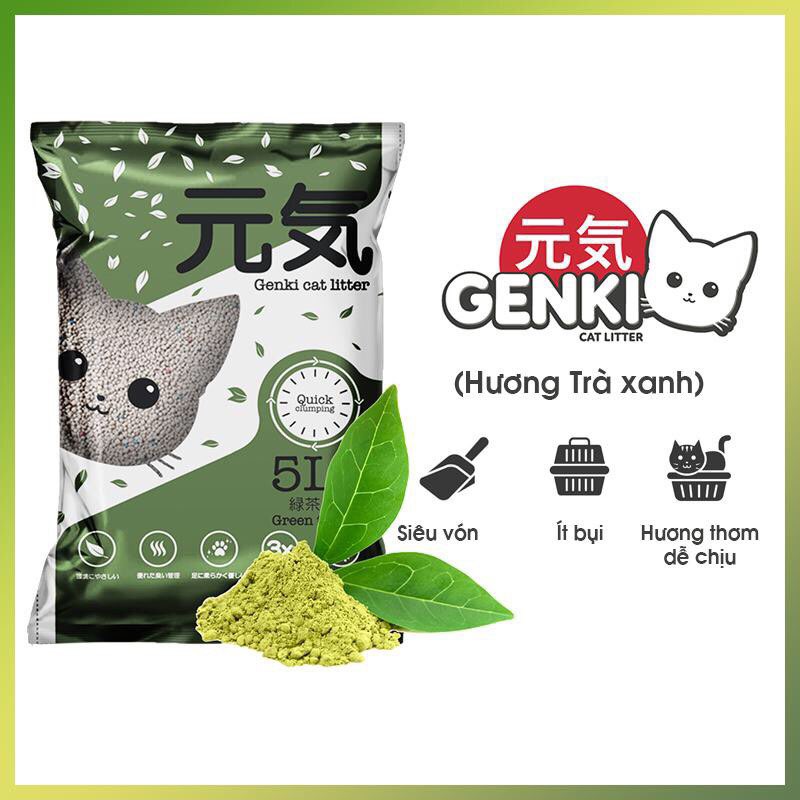 Cát vệ sinh cho mèo Genki - vón cục nhanh - khử mùi tốt