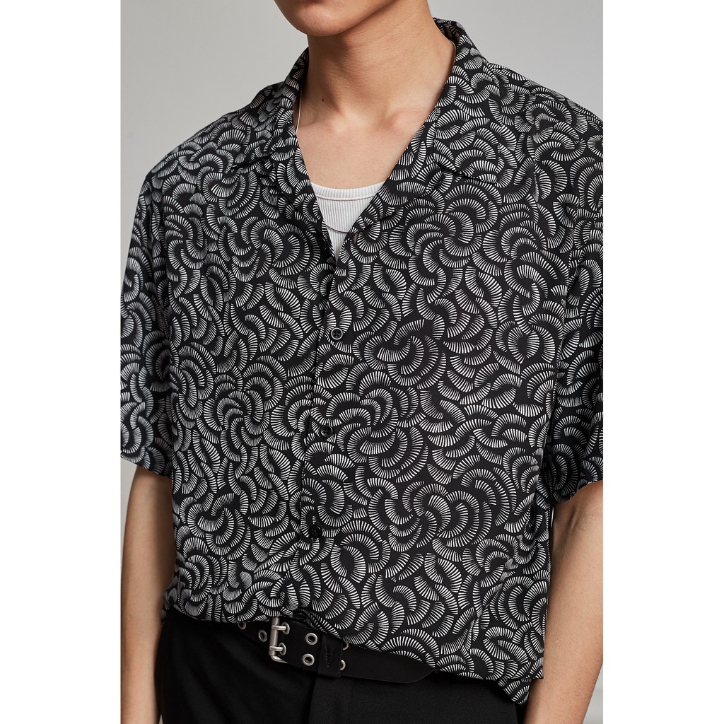 Áo Sơ Mi Ngắn Tay Nam Họa Tiết HIGHWAY MENSWEAR Paper Fan Cuban Shirt | BigBuy360 - bigbuy360.vn