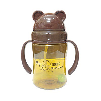 Bình uống nước có ống hút Mummy Bear Nano Silver 250ml