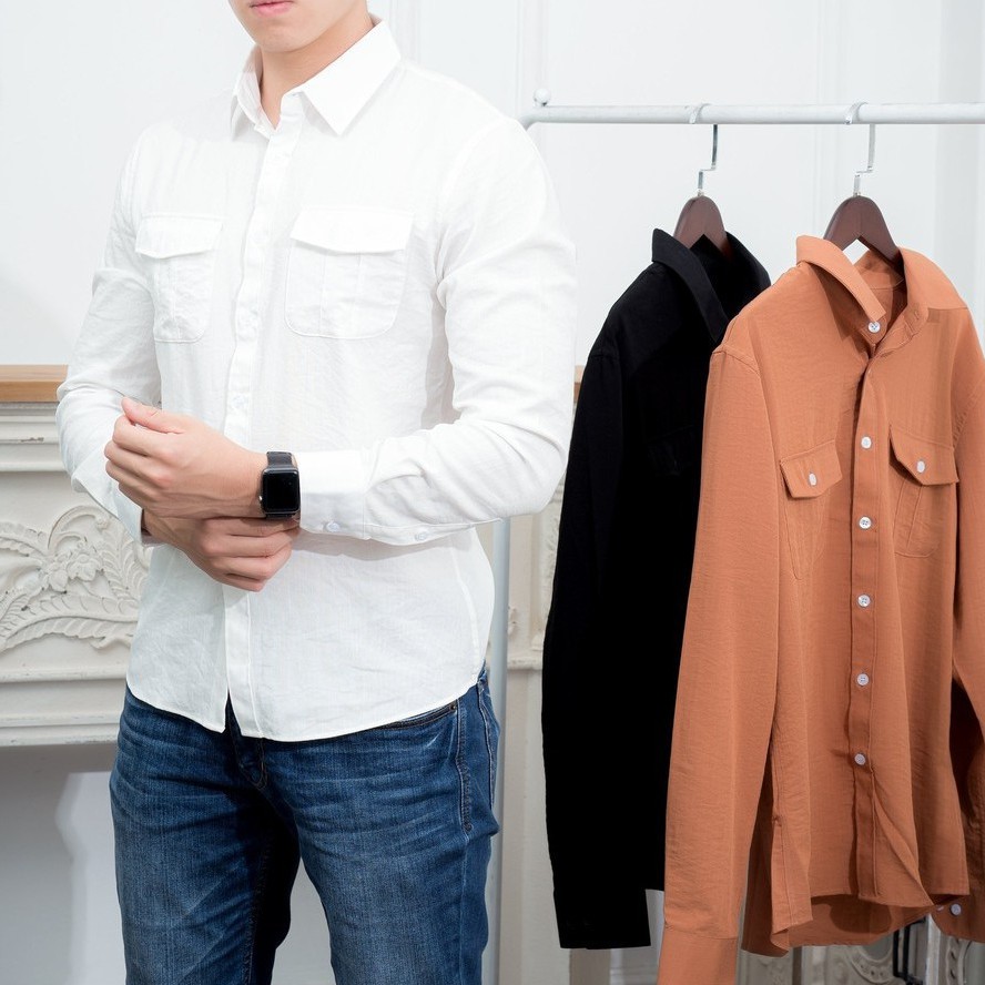 Áo Sơ Mi Đũi -  Áo Đũi Dài Tay Cổ Bẻ Chất đũi mềm mịn thoáng mát - Azila - Đũi 07 | BigBuy360 - bigbuy360.vn