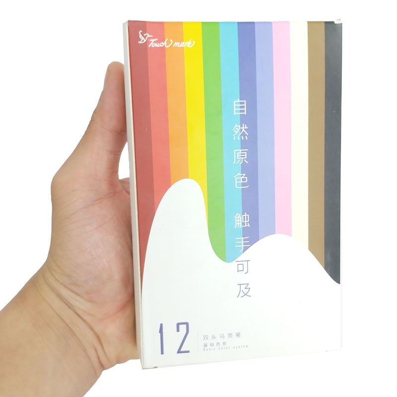 Hộp 12 Bút Lông Màu Touch 2 Đầu Thân Đen TK-3242