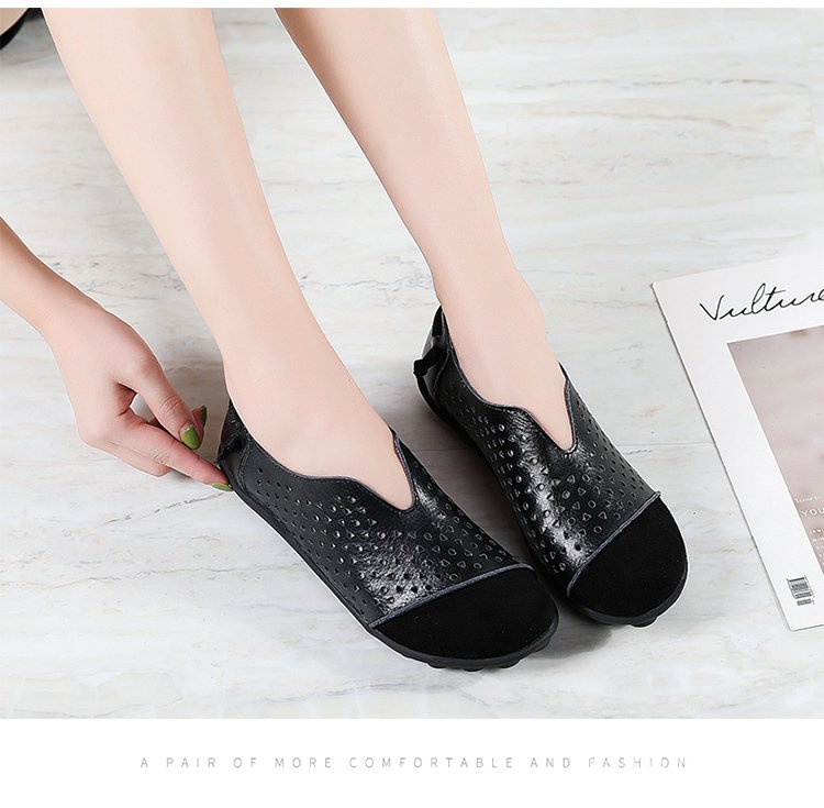 Korean Small Leather Shoes Women's New Spring and Summer Non-Slip Soft Bottom Wild Soft Leather Shoes round Toe Vintage Flat Shoes Women Zg7B