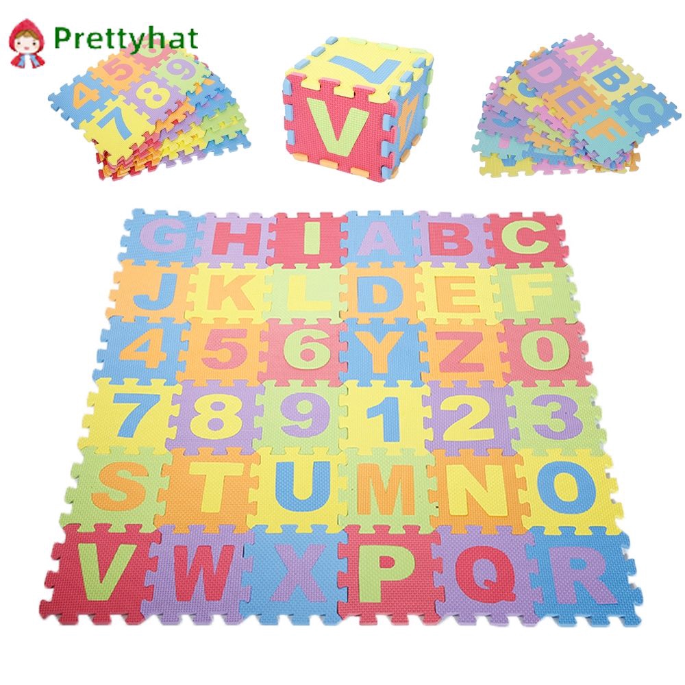 『Prettyhat 』 36 pieces of digital letters baby kid puzzle foam EVA pad shatter-resistant  environmentally