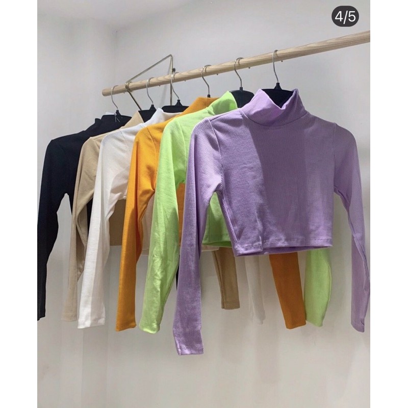 [Mã FAMAYWA giảm 10K đơn 50K] Áo crotop tay dài cổ lọ trơn BNU05 | BigBuy360 - bigbuy360.vn