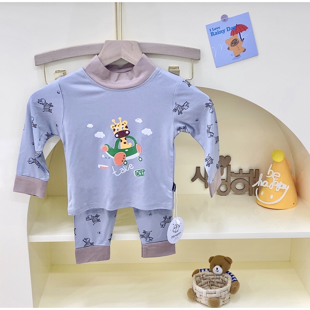 [SALE] Bộ Quần Áo Bé Gái, Bé Trai KIMCHIBABY Cổ 3P Vải Thun Lạnh Tuần Lộc, Đồ Bộ Cho Bé Mặc Nhà Thu Đông KWTD2218