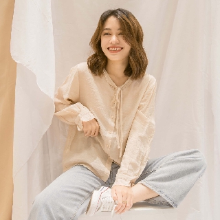 ÁO BLOUSE ĐŨI CỔ TRÒN DÀI TAY NỮ - ATD72