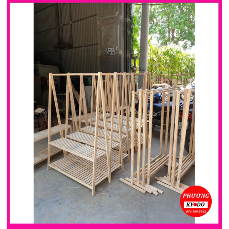 Kệ Treo Quần Áo Chữ A 2 Tầng Gỗ MDF Loại Tốt Nhập Khẩu Giá Treo Quần Áo Gỗ Chống Cong Vẹo - KT 150*65*40cm