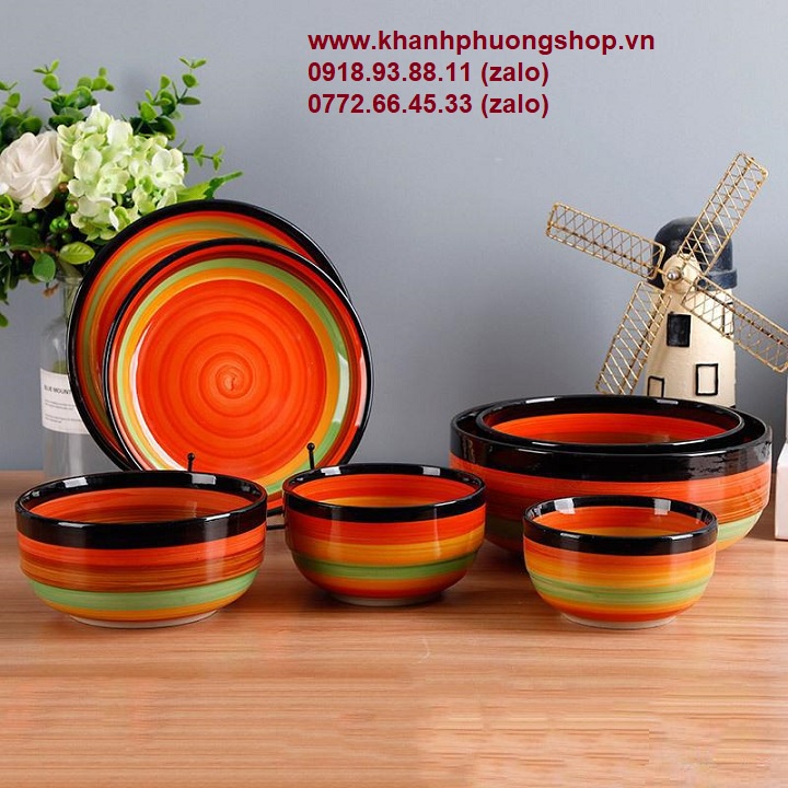 Bộ chén tô dĩa 7 sắc cầu vòng - chén tô dĩa 7 sắc cầu vòng