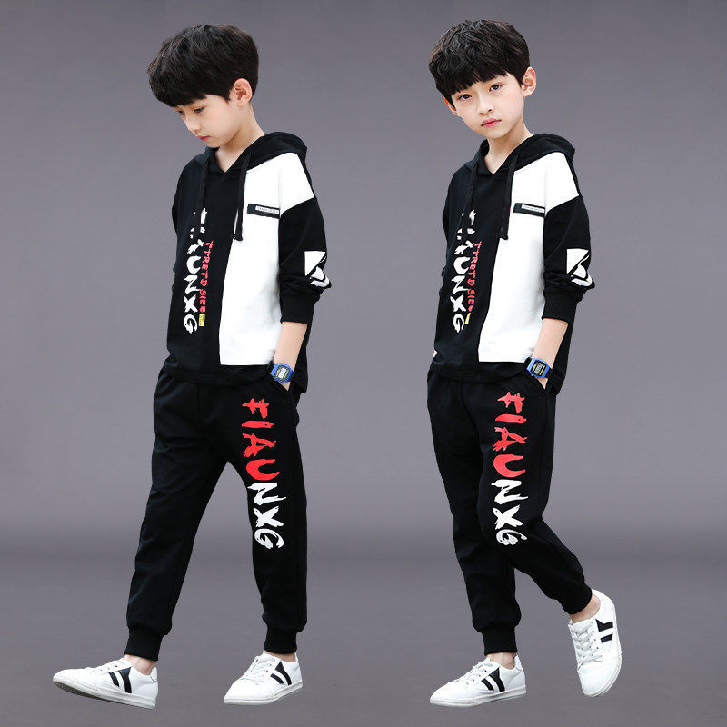 Spot children's autumn boys' suit 2021 new autumn Korean fashion handsome loose casual two piece boys' sweater