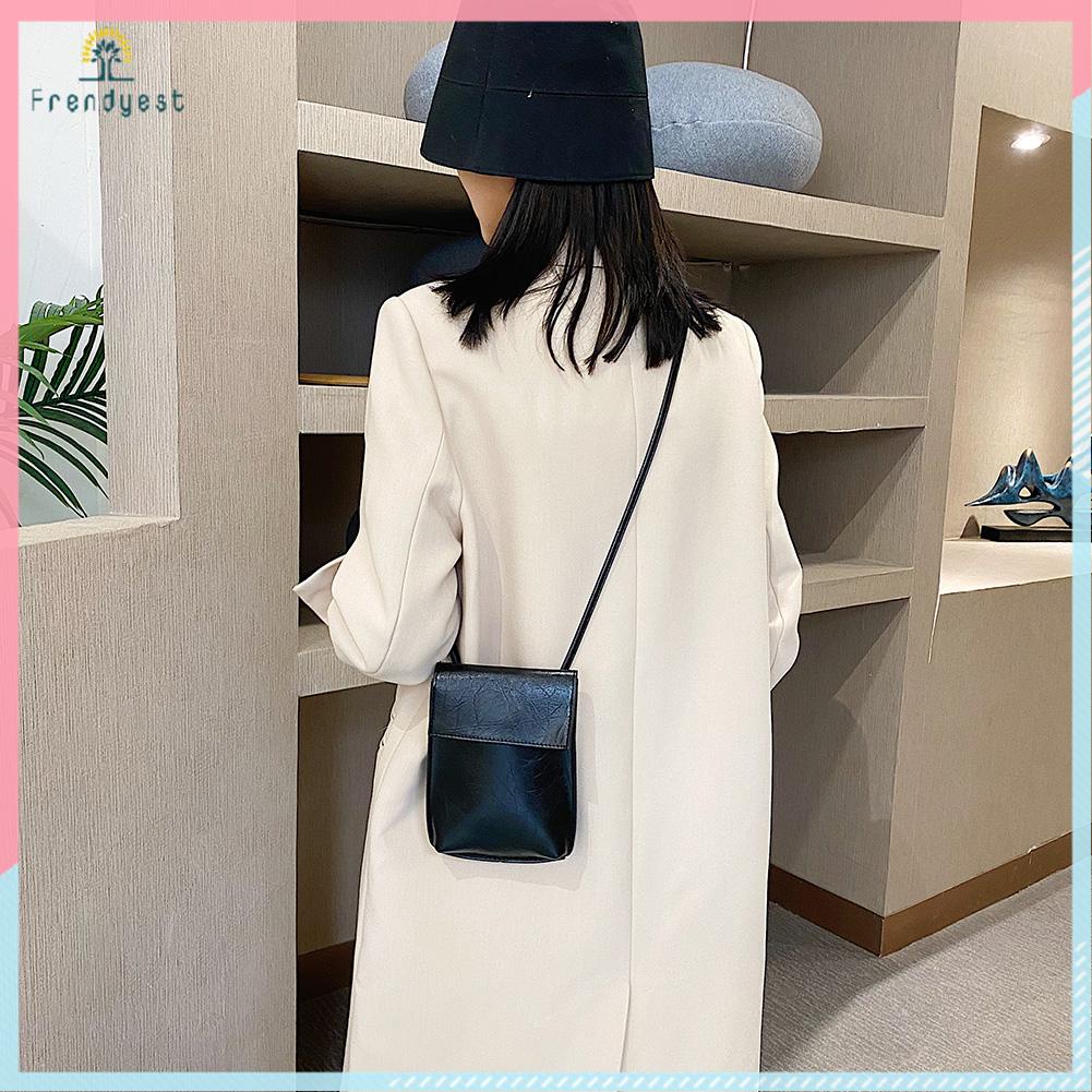 Túi đeo chéo da PU đựng điện thoại phong cách retro cho nữ