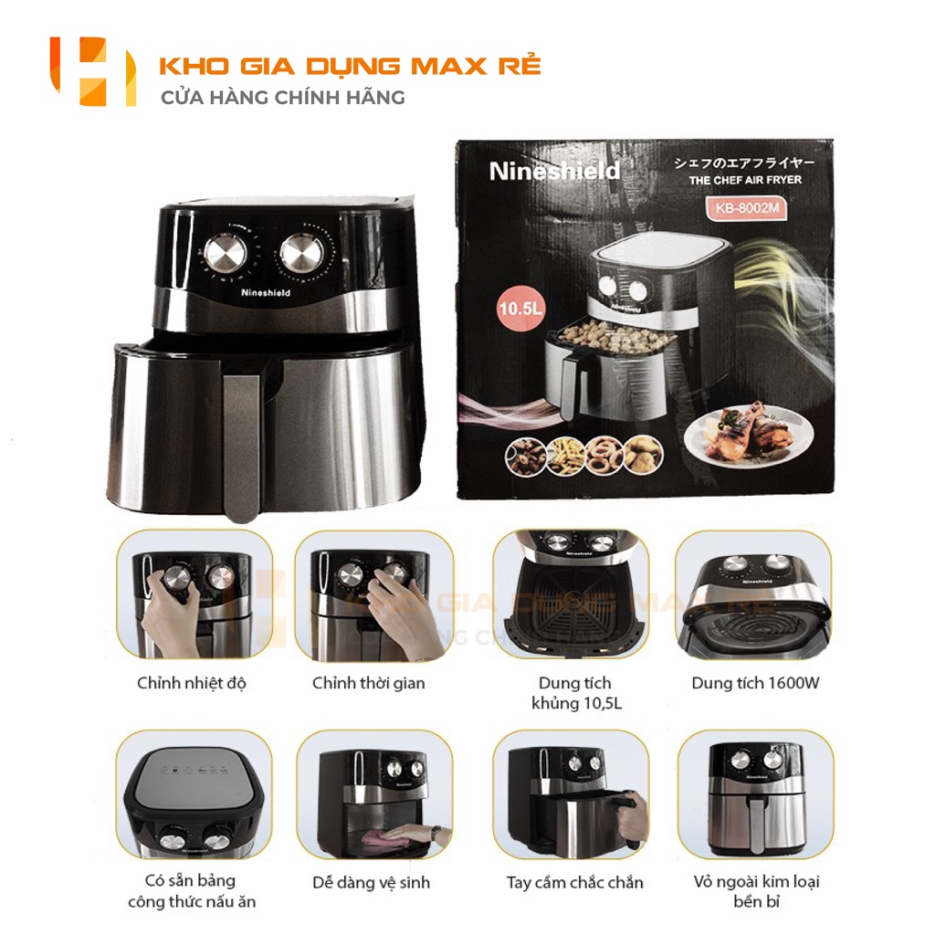 Nồi Chiên Không Dầu Nhật Bản Dung Tích 10.5 Lít Bảo hành 12 Tháng