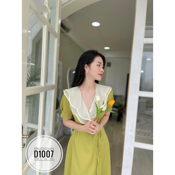 Bigsize Đầm cổ bèo voan D1007