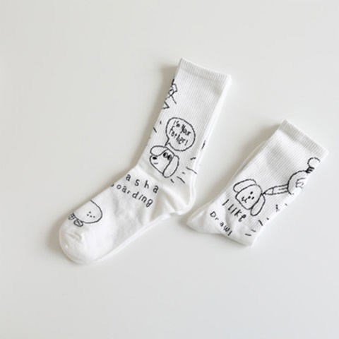 Vớ Trắng Cổ Vừa In Họa Tiết Hoạt Hình Phong Cách Nhật Bản Hàn Quốc Dễ Thương Thời Trang Cho Nữ