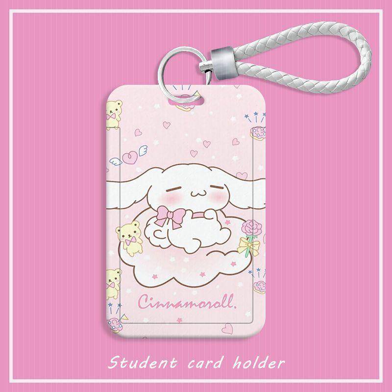 ⭐ iLado ⭐ Thẻ dây đeo thẻ sinh dễ thương Sanrio Cinnamoroll bọc căn cước thẻ hoc thẻ đi làm viên Vỏ bảo vệ bao đựng thẻ học sinh phù hiệu học sinh dây đeo bảng tên dây đeo bảng tên đồ dùng học sinh
