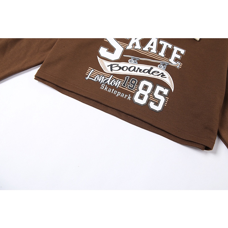 DUNEA Áo sweater dáng rộng in chữ thời trang cho nữ