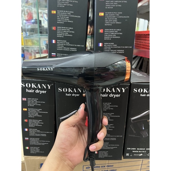 Máy Sấy Tóc Công Suất Lớn 2 Chế Độ SOKANY SK-2214 2600w (Tặng Kèm Lược, Đầu Sấy)