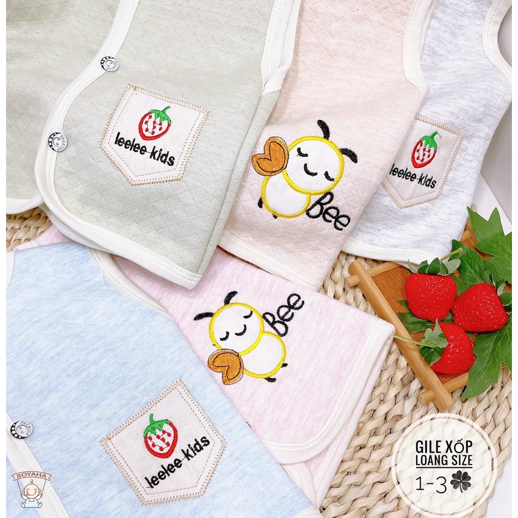 Áo Gile Nỉ Xốp Thu Đông  Bé Trai Bé Gái  Leeleekids Hình Thêu Dễ Thương GL01