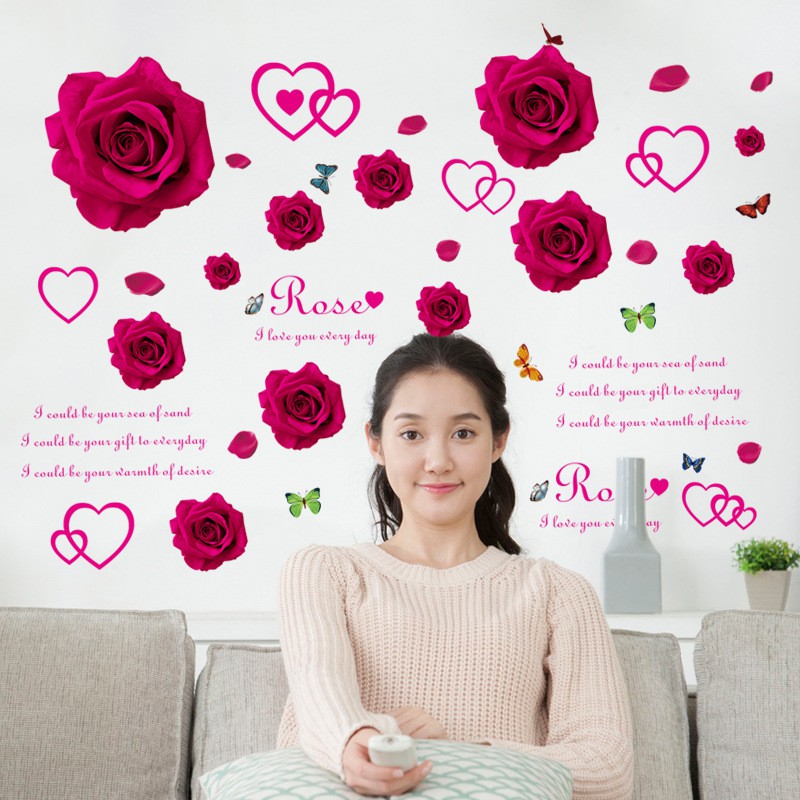 Decal dán tường Bông hồng mới
