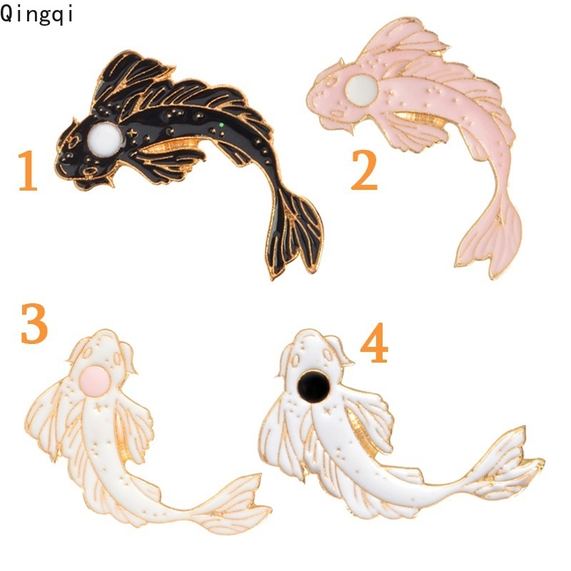 Ghim cài áo Miss Zoe tráng men cứng hình cá Koi 4 kiểu âm dương làm quà tặng trang sức