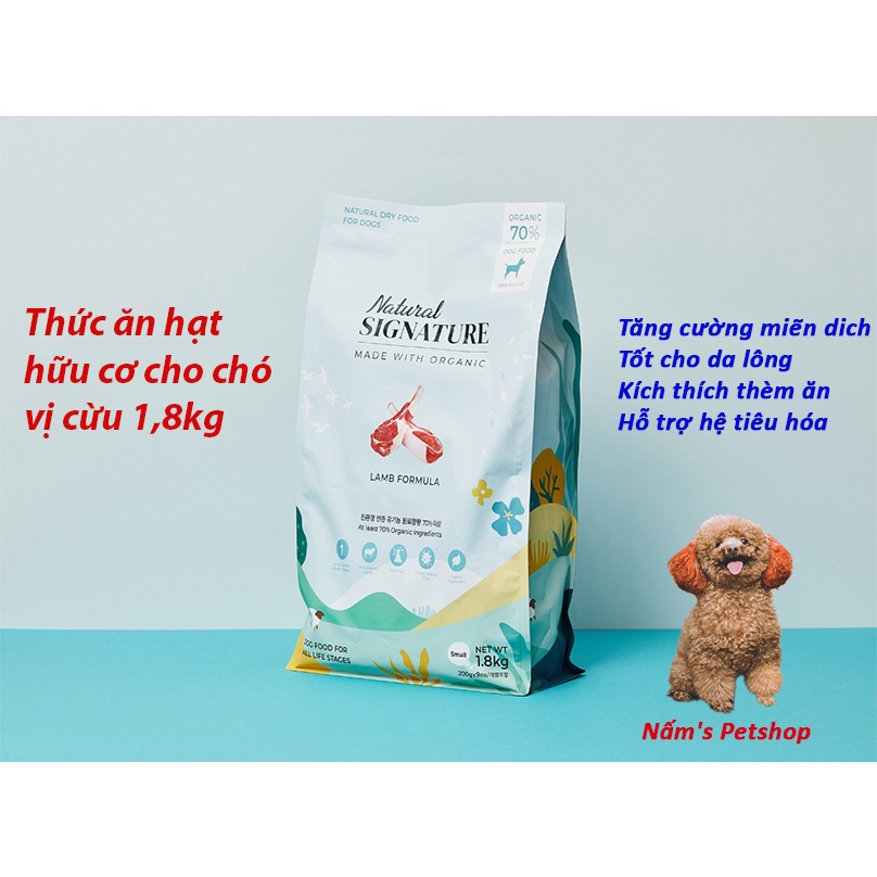 Thức ăn hạt hữu cơ cho chó Natural Signature vị cá hồi/ cừu/ vịt 1,8kg