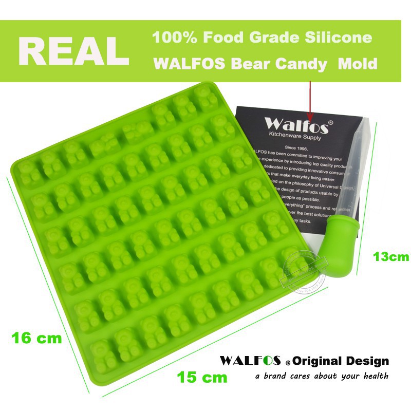 Khuôn Silicone Walfos 53 Ô Làm Đá Hình Gấu Kẹo Dẻo 15.5x16.5cm Tiện Dụng