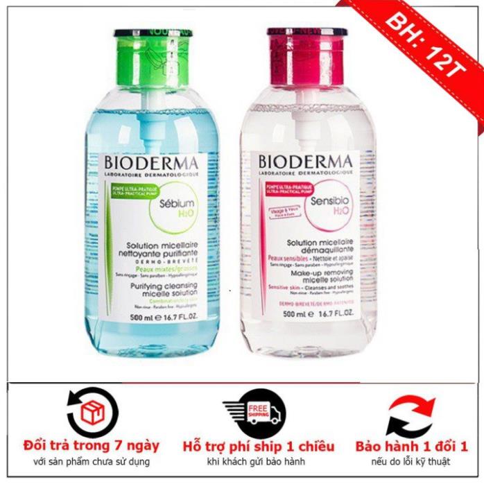 Tẩy trang bioderma 500ml nút nhấn, Nước tẩy trang, Chuẩn chính hãng