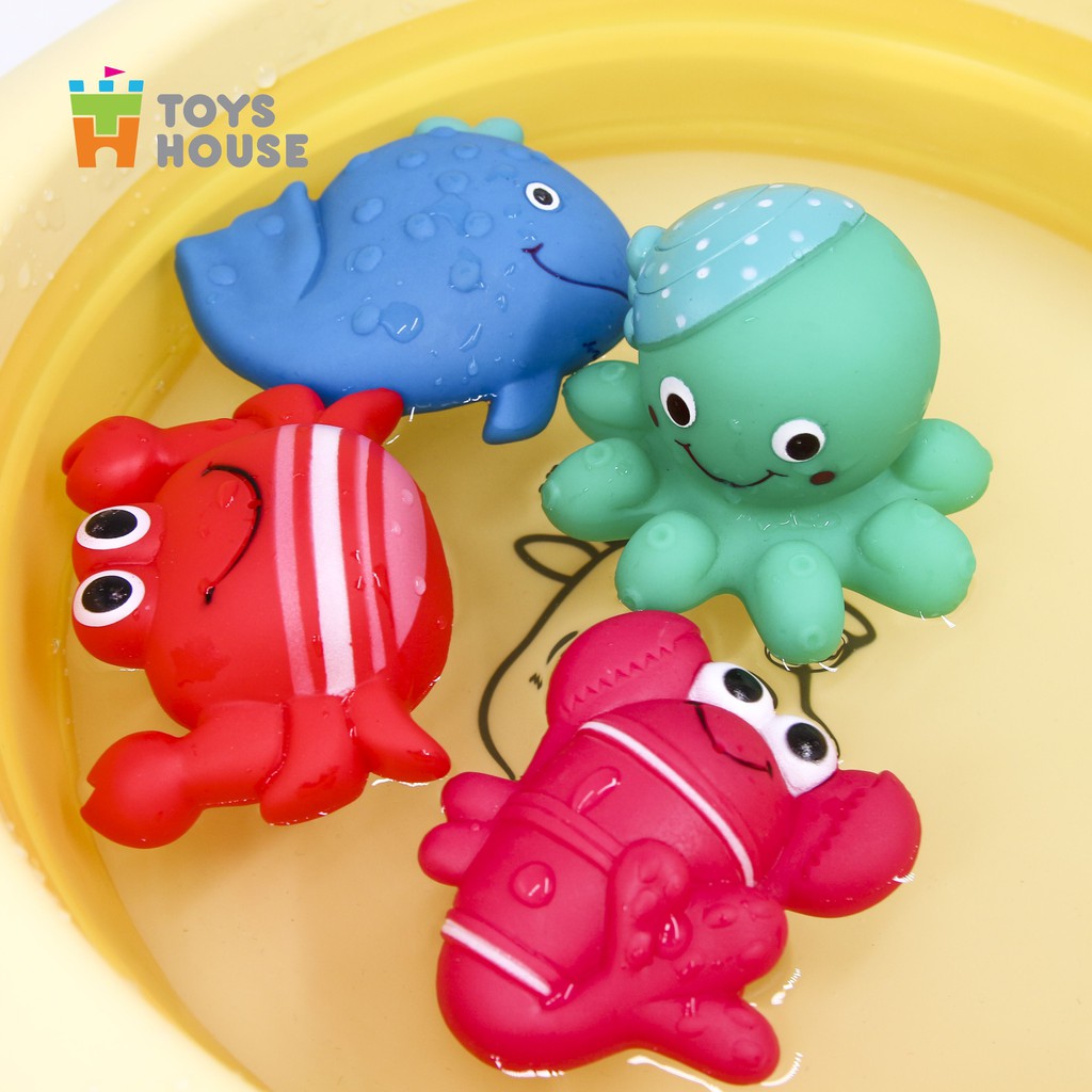 Đồ chơi nhà tắm cho bé-set 4 món hình con cá, quả bóng, sinh vật biển vô cùng dễ thương Toys House, hàng chính hãng