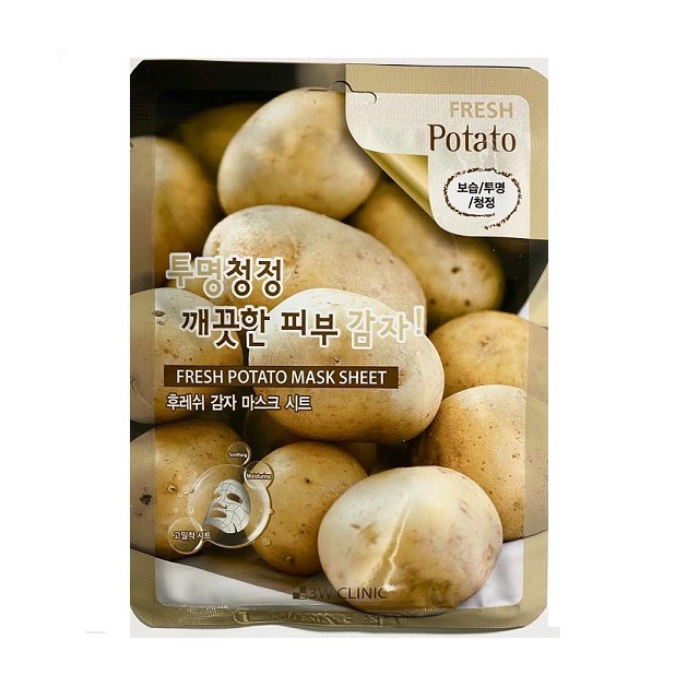 [CHÍNH HÃNG] Bộ 10 gói mặt nạ chiết xuất khoai tây 3W Clinic Fresh Potato Mask Sheet 23ml X 10 gói