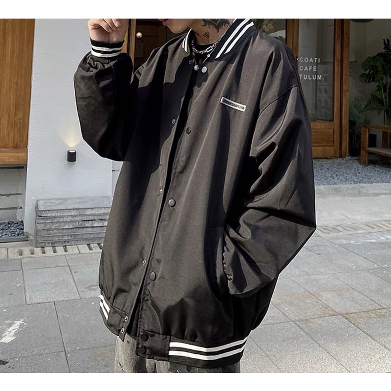 Áo khoác bomber dù - Jacket dù basic cao cấp tag cao su unisex Nam Nữ
